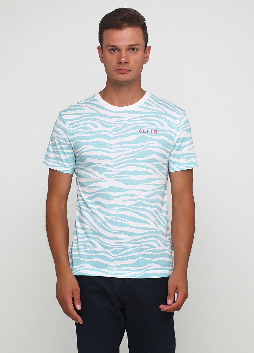 

Футболка H&M  бело бирюзовый 6303257, Футболка H&M XS бело бирюзовый 6303257