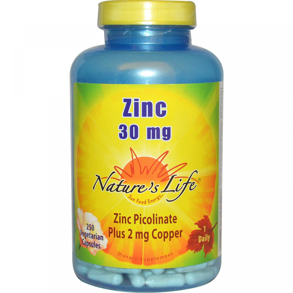 

Цинк, Nature's Life, 30 мг, 250 растительных капсул