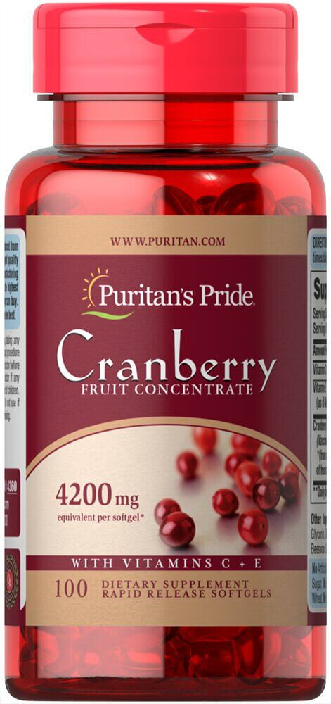 

Клюква фруктовый концентрат с витамином C и E Puritan's Pride (Cranberry Fruit Concentrate with C & E) 4200 мг 100 капсул