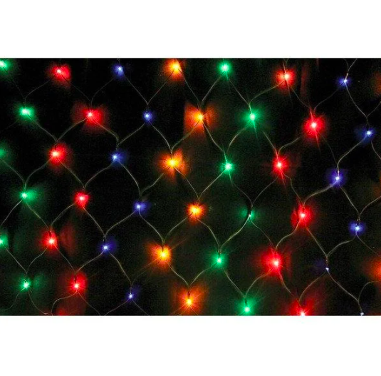 

Гирлянда сетка на окно 200LED RD-7163 2x2 м цвет ламп-Микс новогодняя