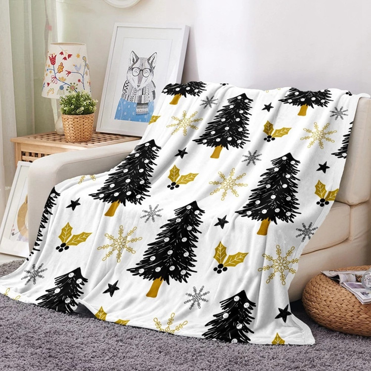 

Рождественский плед двуслойный Homytex 180 * 220 флис Sherpa 12
