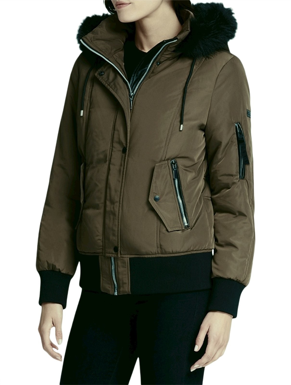 

Женский бомбер DKNY с капюшоном с искуственным мехом, оливковый, DL831082, размер, Женский бомбер DKNY с капюшоном с искуственным мехом, оливковый, DL831082, размер S