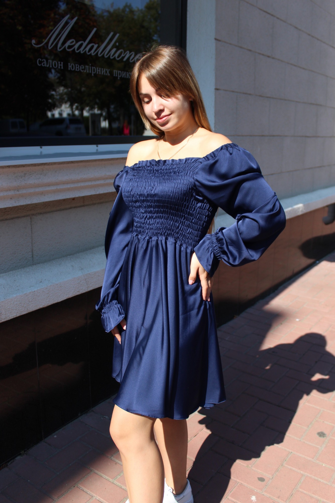 

Платье GG2 Guseva Wear армани шелк темно синий, Платье GG2 Guseva Wear армани шелк темно синий One Size
