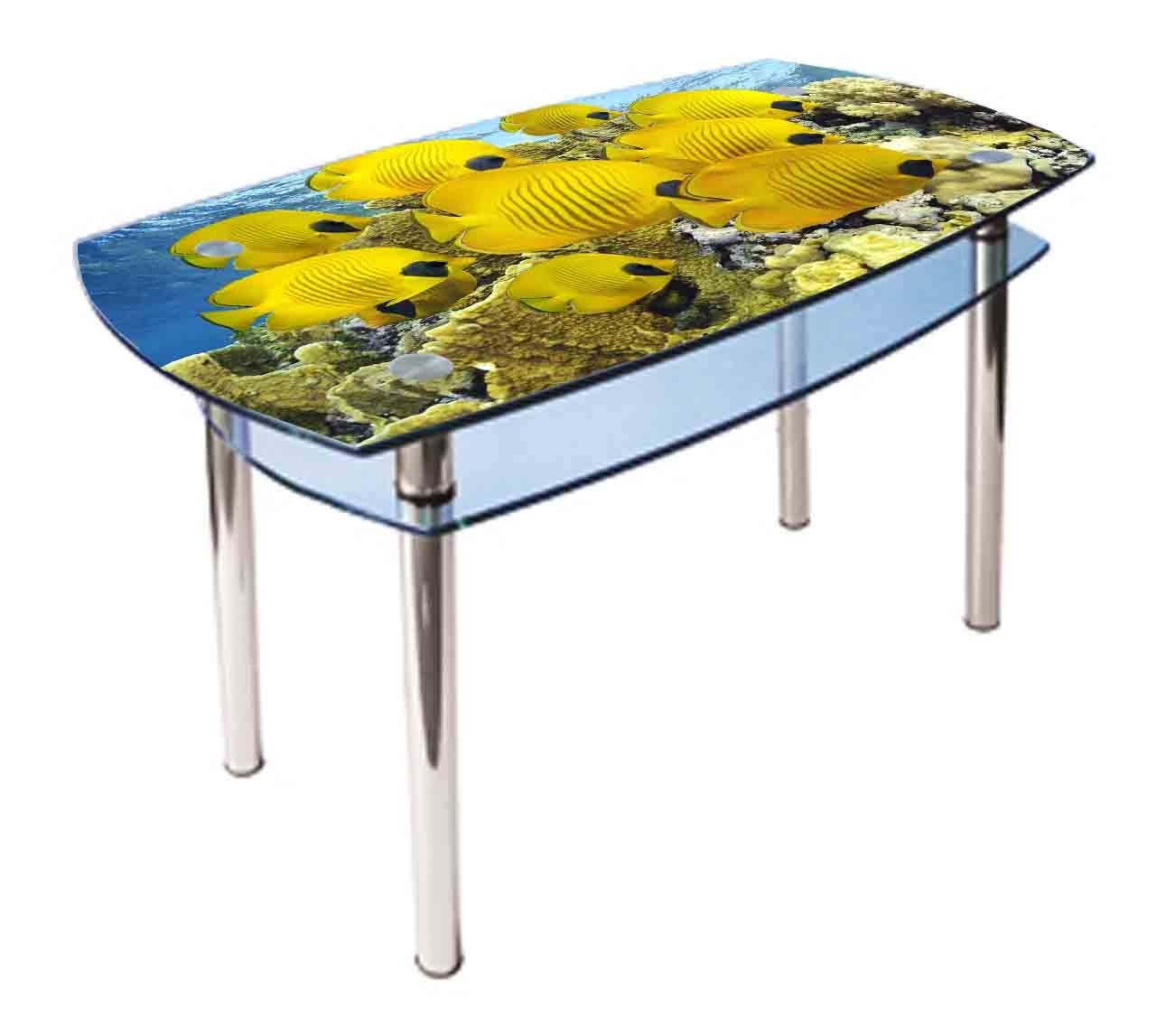

Обеденный стеклянный стол Glass Antonik КС-2 желтый с фотопечатью №84 (900х600х750 мм)