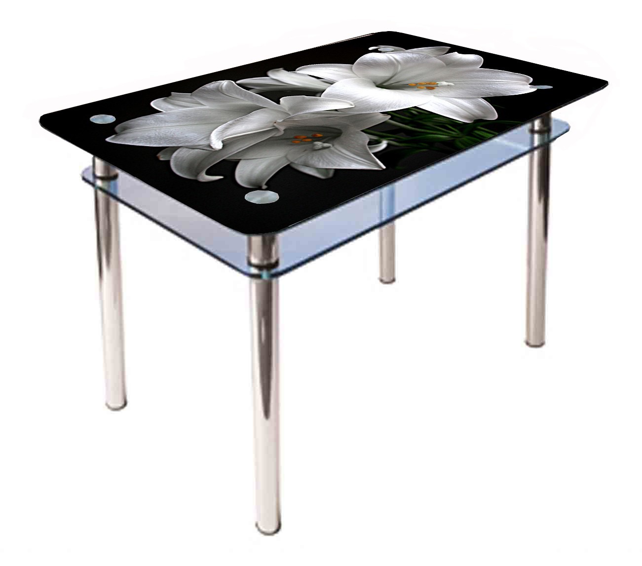 

Обеденный стеклянный стол Glass Antonik КС-1 черный с фотопечатью №267 (900х600х750 мм)