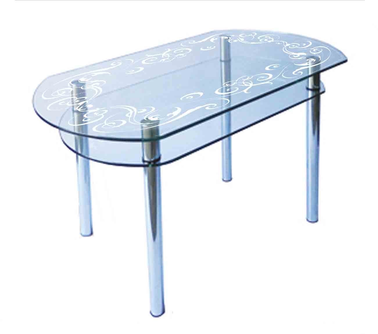 

Обеденный стеклянный стол Glass Antonik КС-5 прозрачный с пескоструем №50 (1100х700х750 мм)