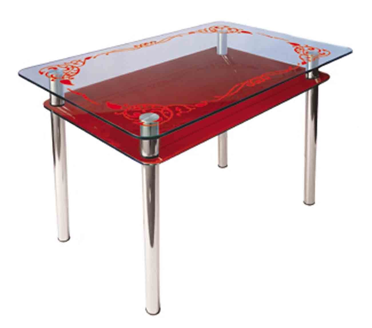 

Обеденный стеклянный стол Glass Antonik КС-1 красный с покраской №43 (1200х800х750 мм)