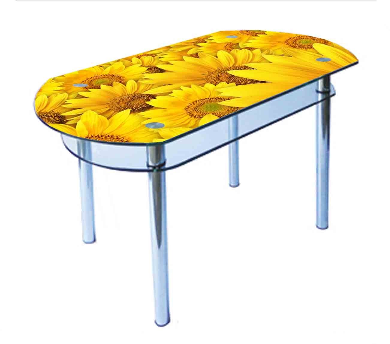 

Обеденный стеклянный стол Glass Antonik КС-5 желтый с фотопечатью №20 (900х600х750 мм)