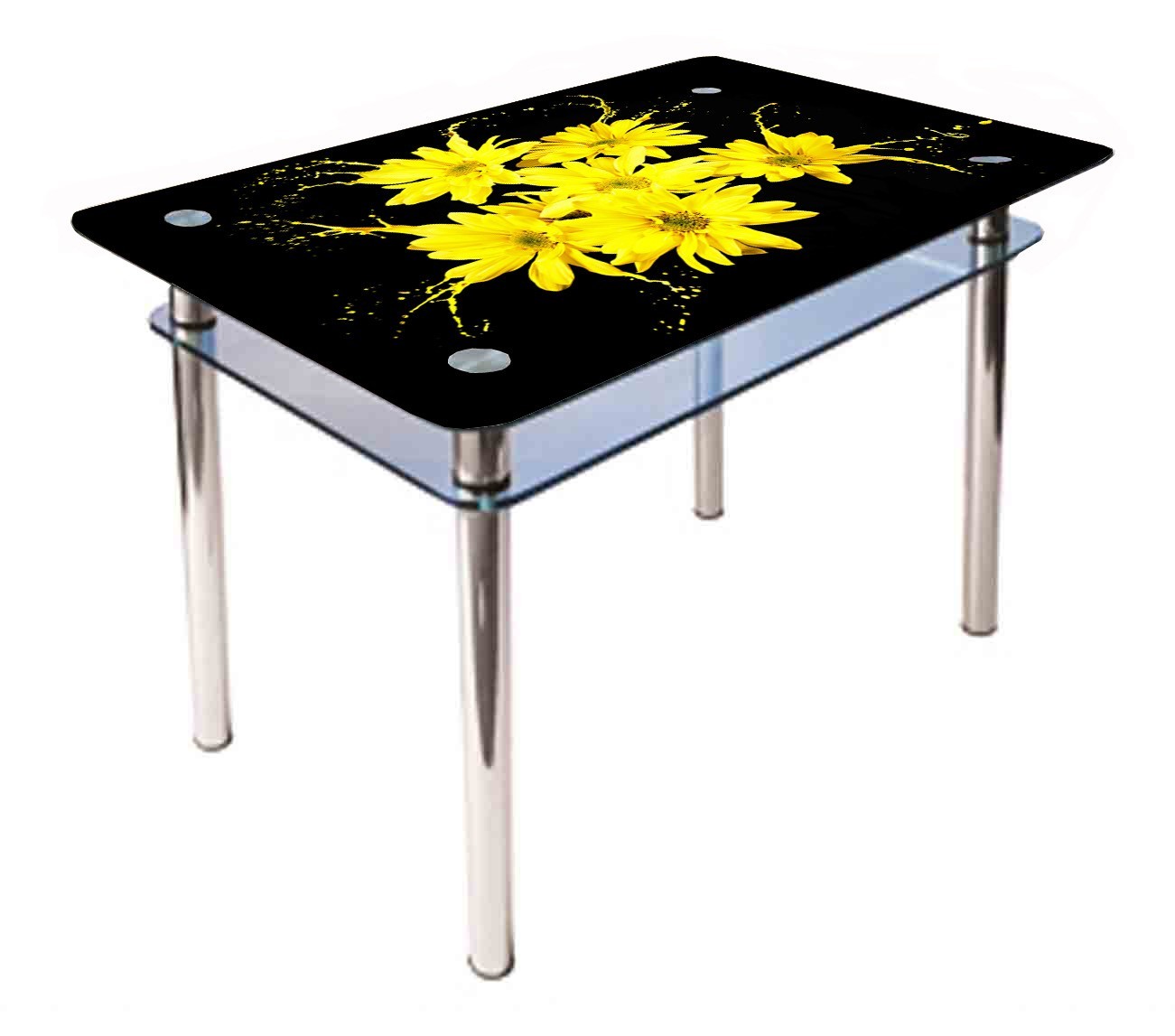 

Обеденный стеклянный стол Glass Antonik КС-1 черный с фотопечатью №309 (1000х600х750 мм)