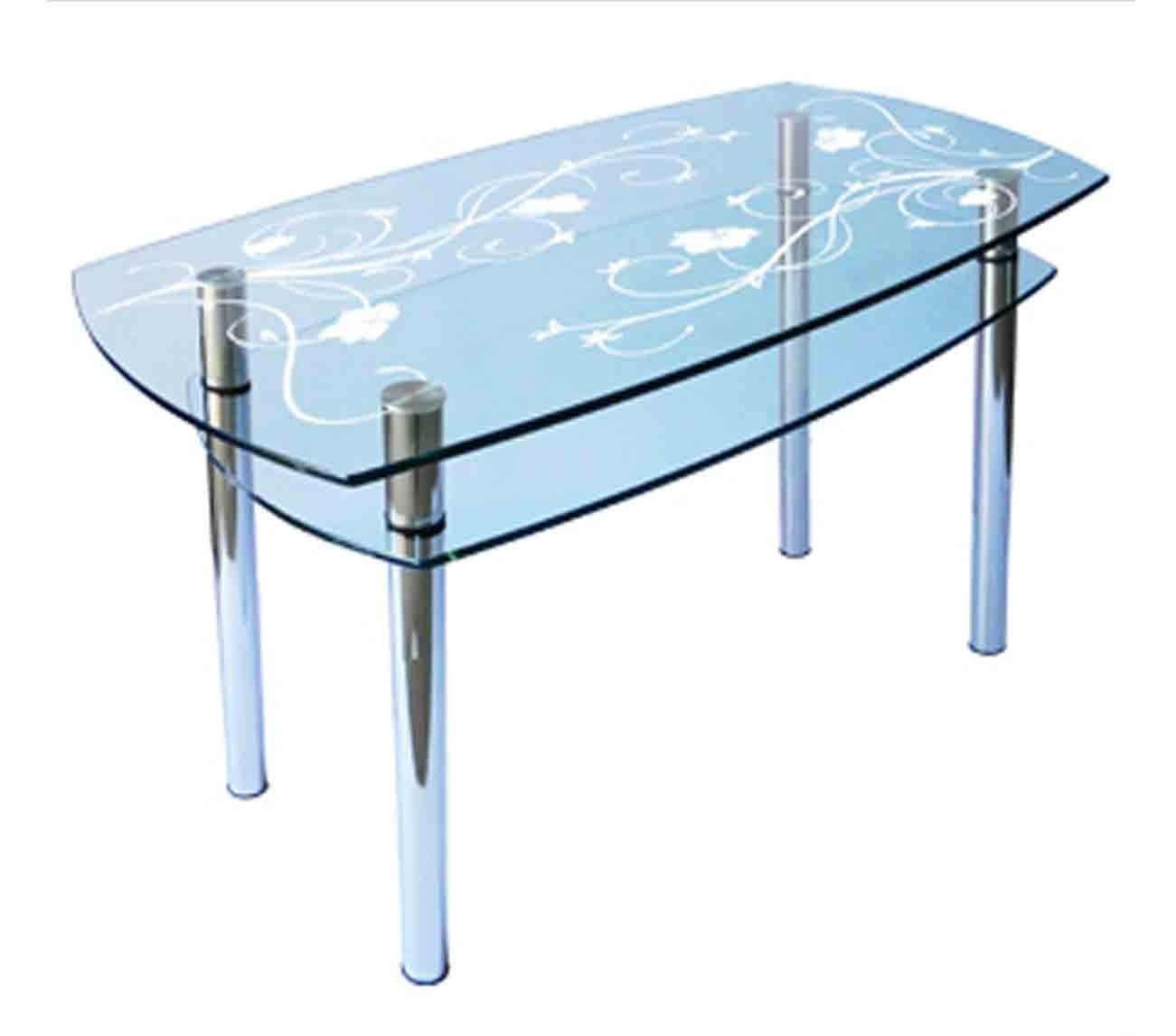 Кухонный стол с голубым стеклом