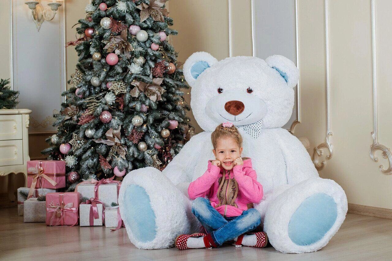 

Большой плюшевый мишка Yarokuz Ричард 2 метра Белый с голубым