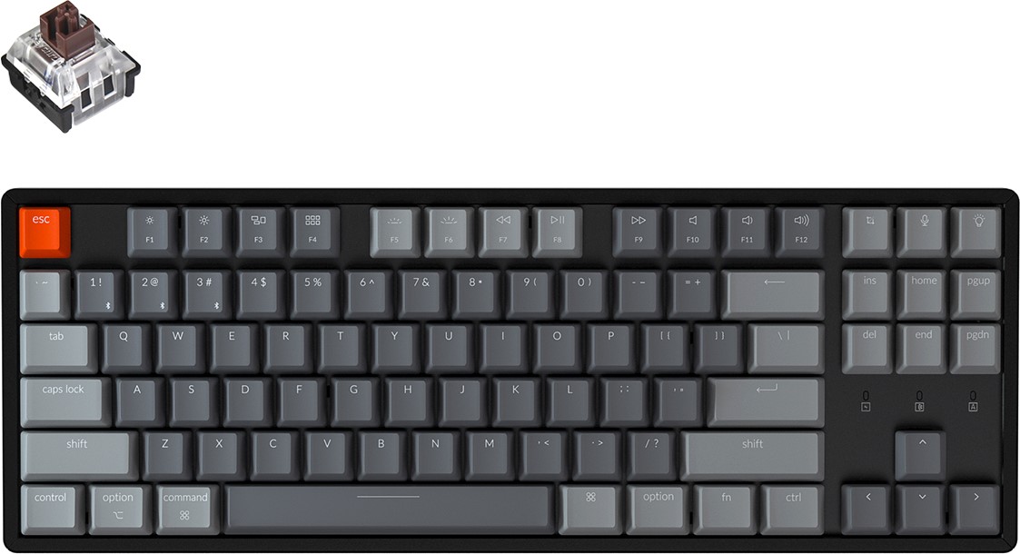 

Клавиатура беспроводная Keychron K8 Aluminum Frame Hot-Swap Optical Brown RGB USB/Bluetooth Black (ENG/RU) (K8F3_Keychron)