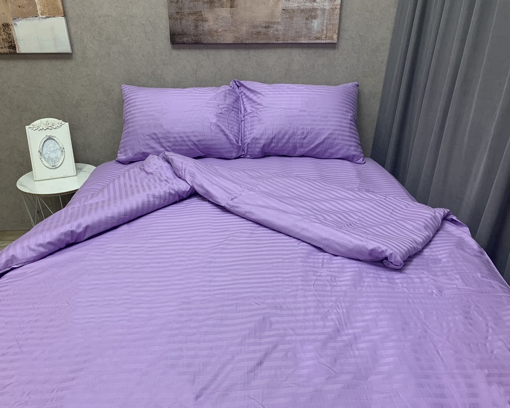 

Постельное белье LARA сатин-страйп Lavender d13007d двуспальное