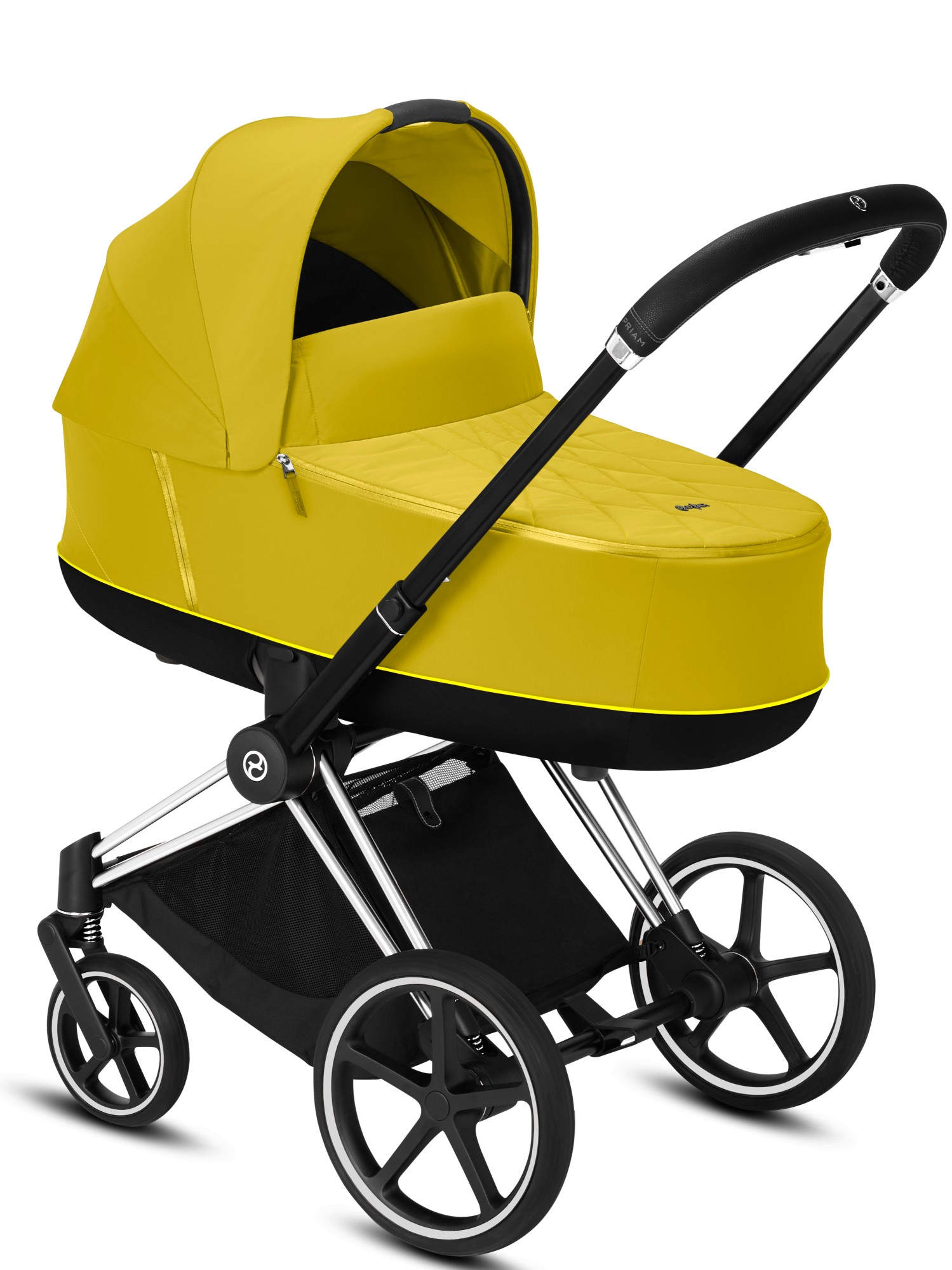 

Коляска для новорожденных Cybex Priam Mustard Yellow шасси Chrome Black
