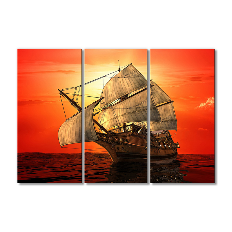 

Модульная картина Artel «Корабль с парусами и красный закат» 3 модуля 80x120 см