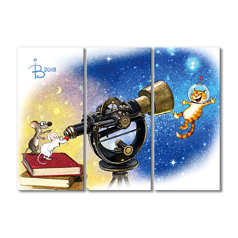 

Модульная картина Artel «Космокот» 3 модуля 120x180 см