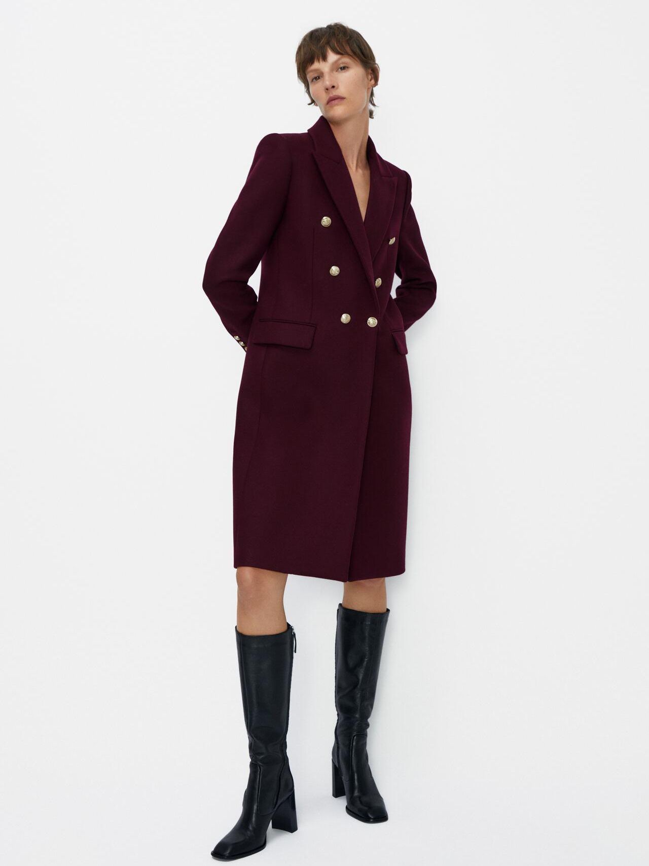 

Пальто Zara XAZ282225GRSV  Сливовое, Пальто Zara XAZ282225GRSV M Сливовое