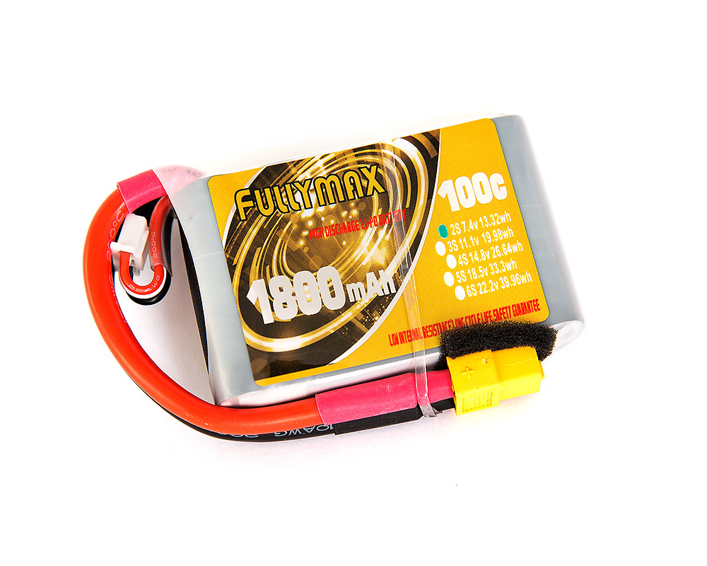 

Аккумулятор Fullymax 7.4V 1800mAh Li-Po 2S 100C XT60