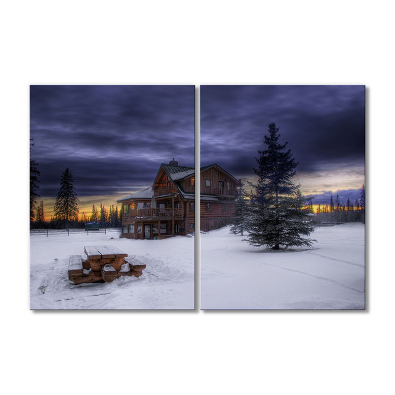 

Модульная картина Artel «Зимний пейзаж загородный дом в лесу» 2 модуля 120x180 см
