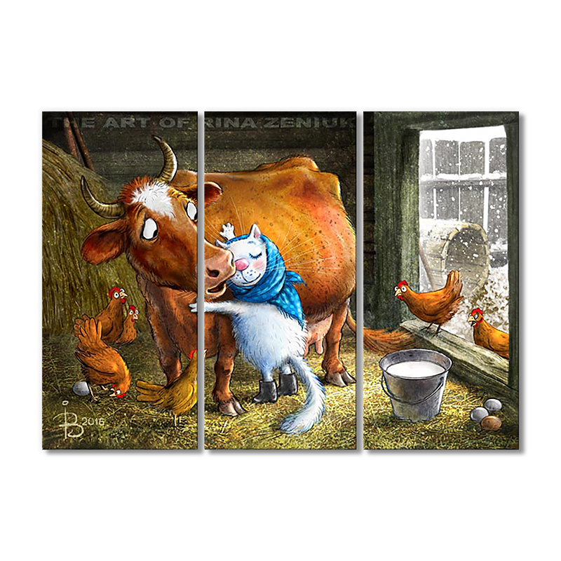 

Модульная картина Artel «Любимая Буренка» 3 модуля 90x135 см