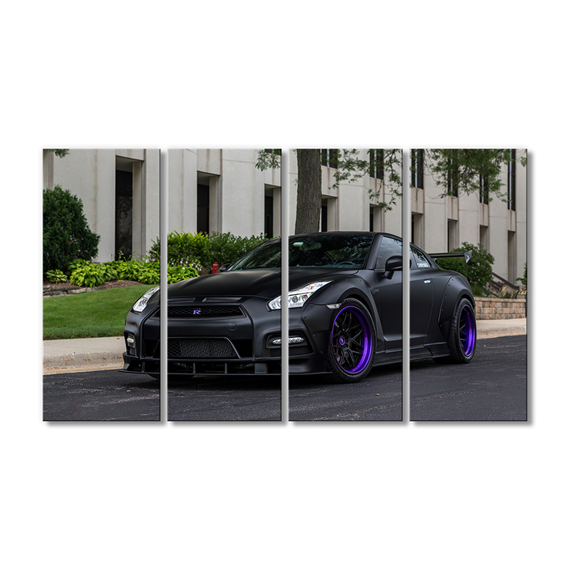 

Модульная картина Artel «Ниссан GTR матовый черный автомобиль» 4 модуля 80x120 см