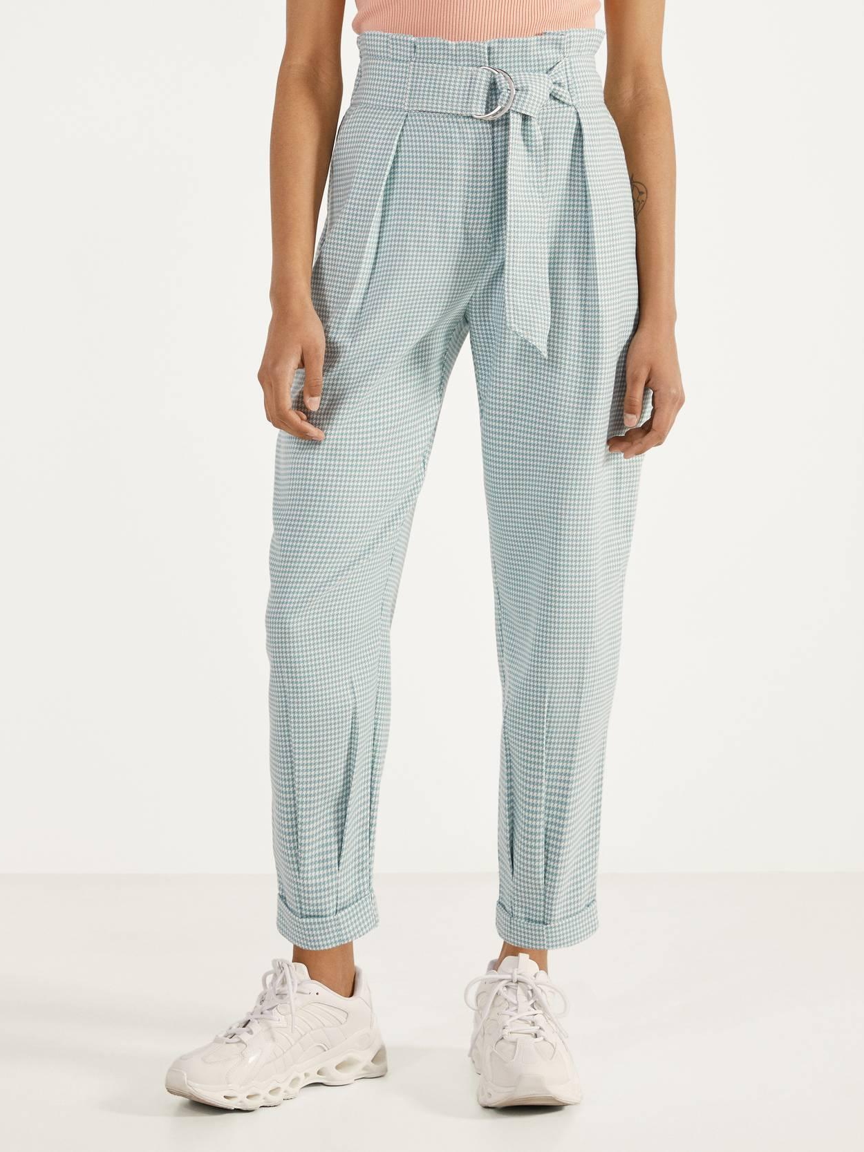 

Брюки Bershka XAZ262704RYEZ 32 Бирюзовые с белым