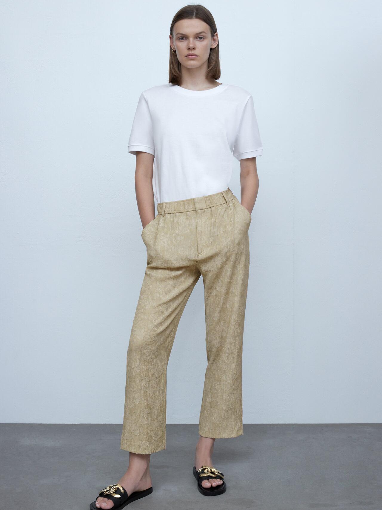 

Брюки Zara XAZ281927EPFA L Бежевые