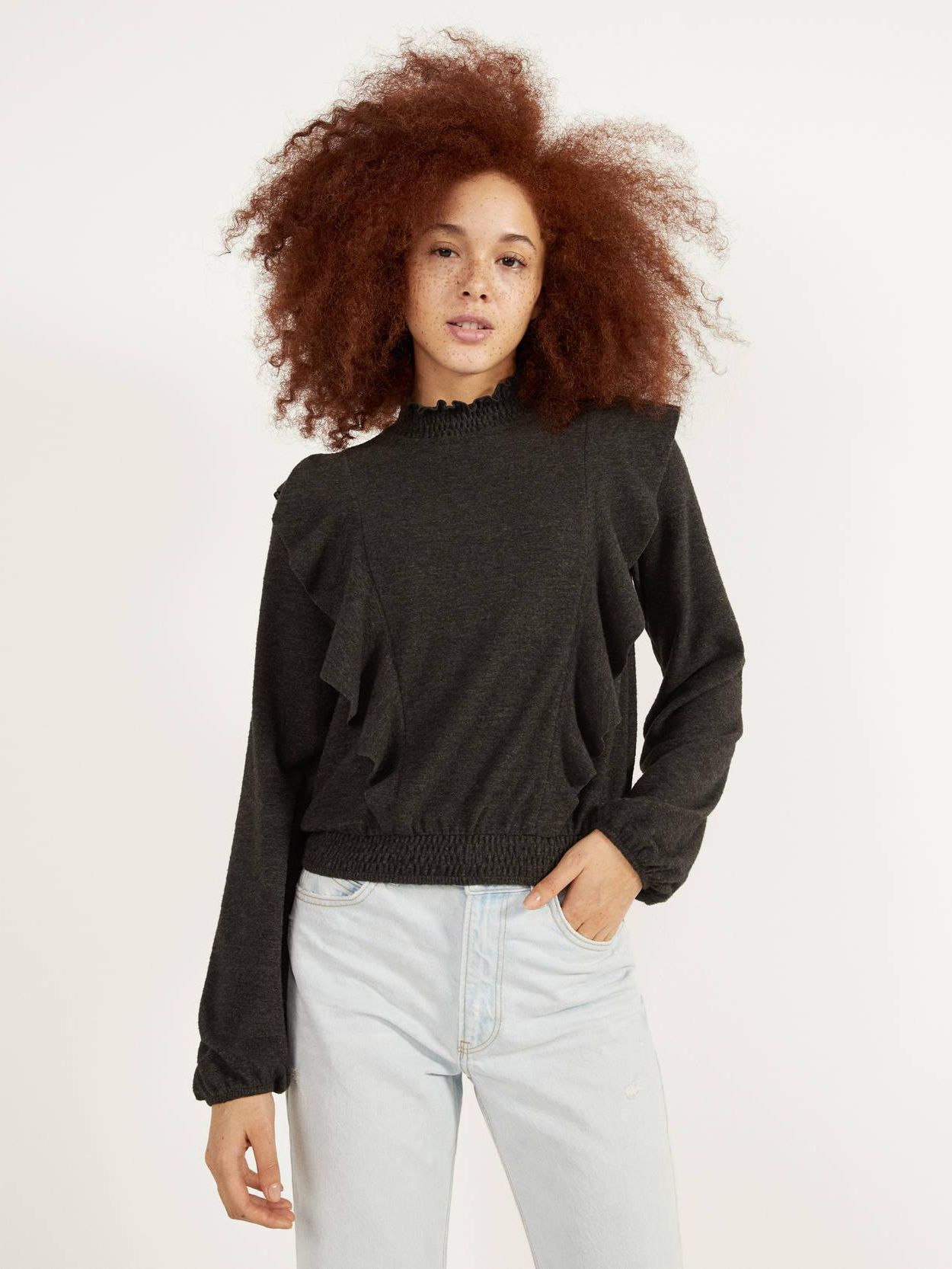 

Свитер Bershka XAZ219508JPLM  Темно-серый, Свитер Bershka XAZ219508JPLM XS Темно-серый