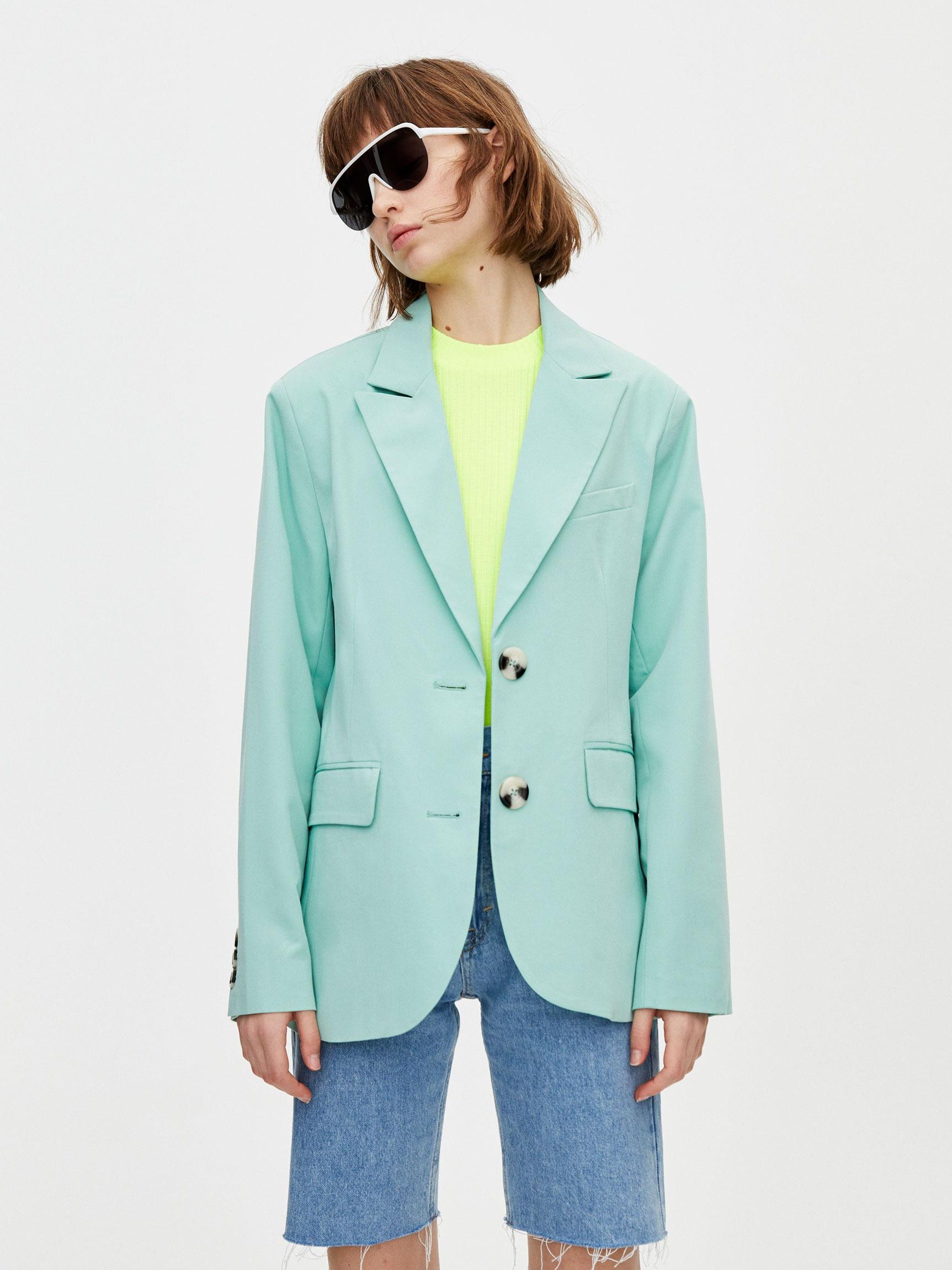 

Пиджак Pull & Bear XAZ240775YFCX  Мятный, Пиджак Pull & Bear XAZ240775YFCX S Мятный