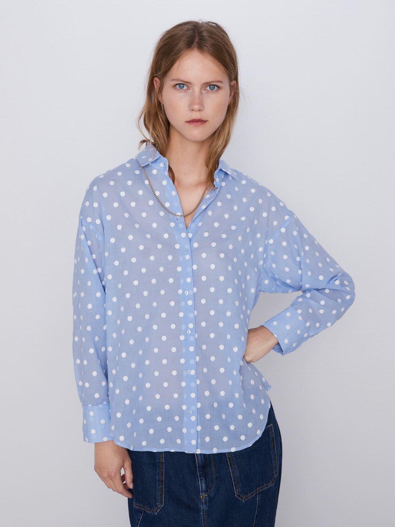 

Рубашка Zara XAZ263851JJOX S Голубая