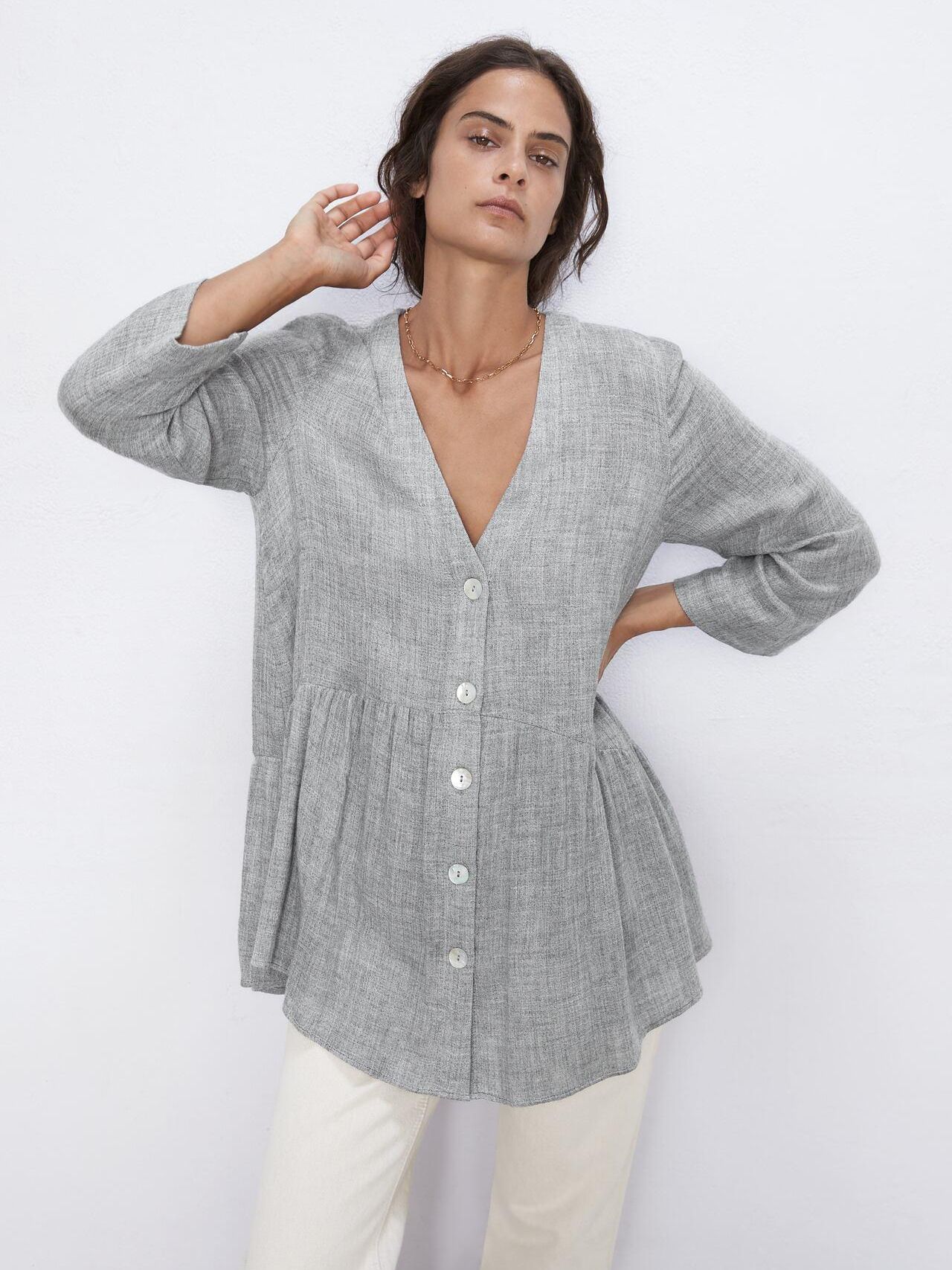 

Блузка Zara XAZ263972JLPJ  Серая, Блузка Zara XAZ263972JLPJ L Серая