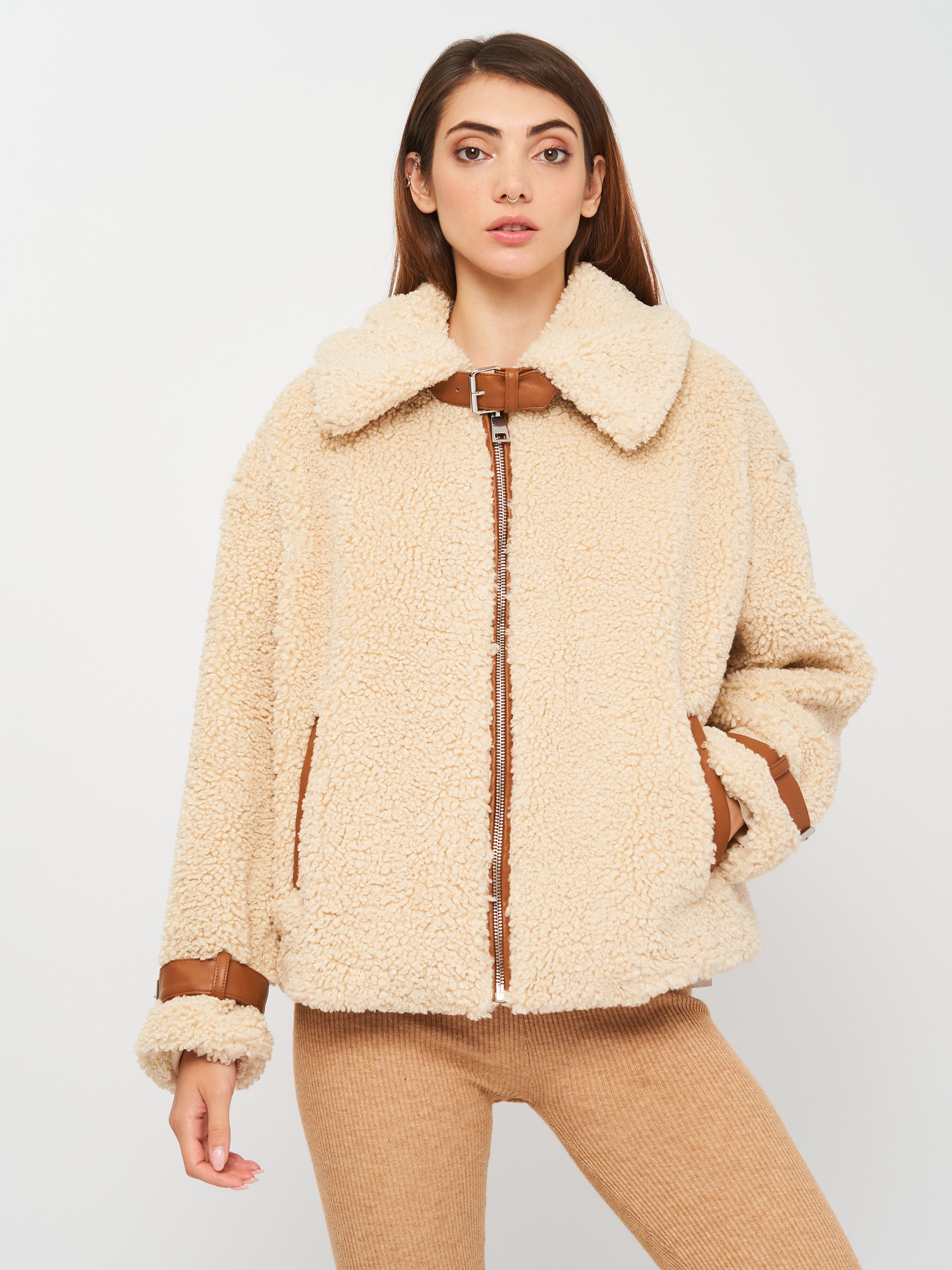 

Эко полушубок Stradivarius 5767/509/004 L Бежевый