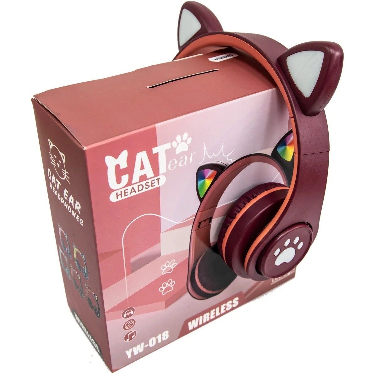 

Наушники с ушками CAT EAR YW-018 Бордовый, блютуз гарнитура с подсветкой (1008603-Burgundy)