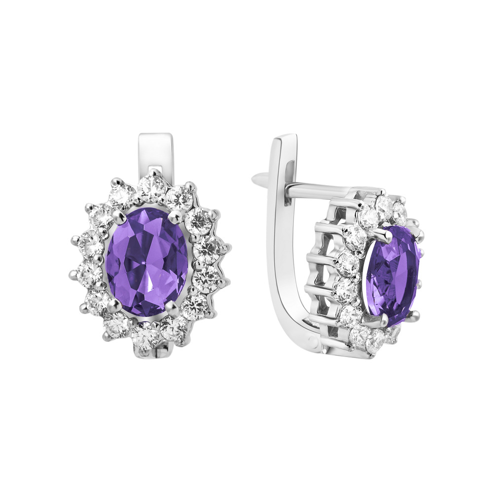 

Серебряные серьги с аметистом бразильским 012-6110 GS-6184 р-