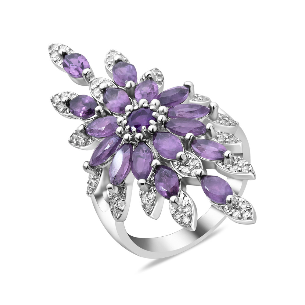 

Серебряное кольцо с аметистом бразильским 175-616310 GS-6115 р-18.5