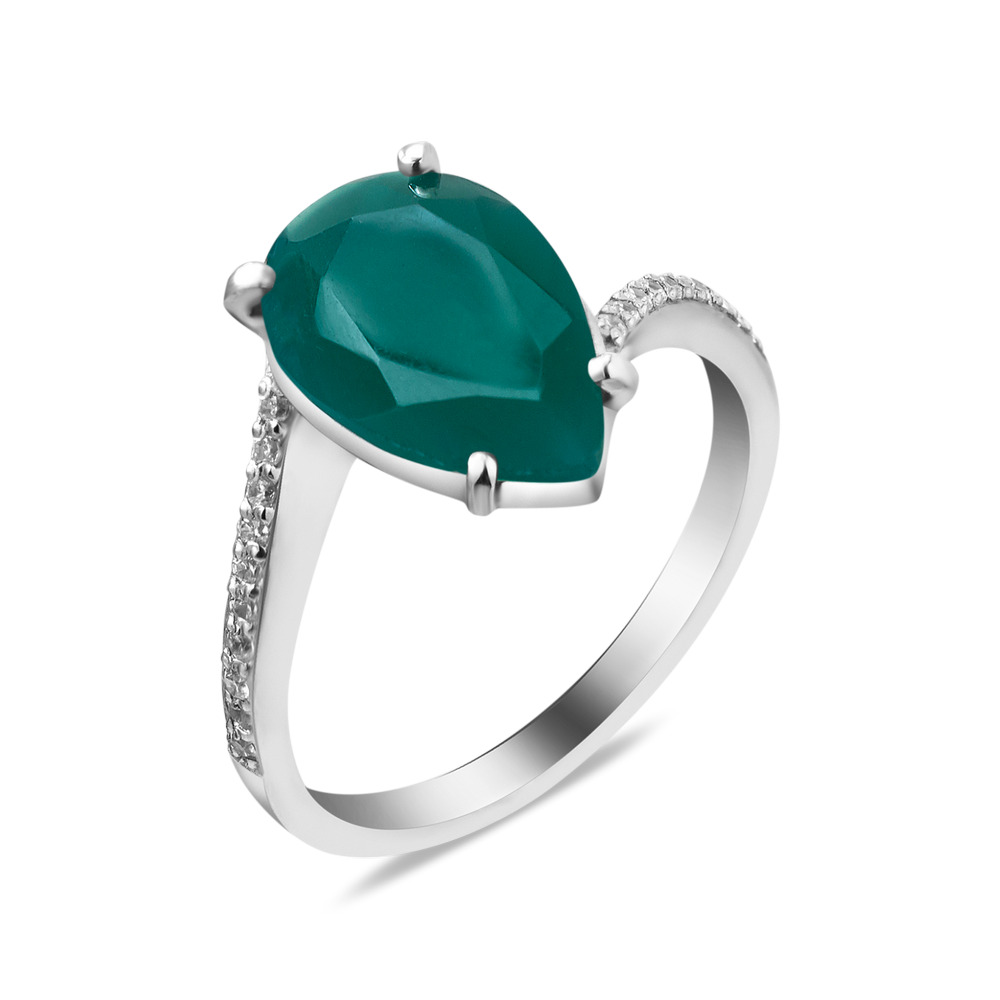 

Серебряное кольцо с зеленим агатом 091-7310 GS-6081 р-19.5