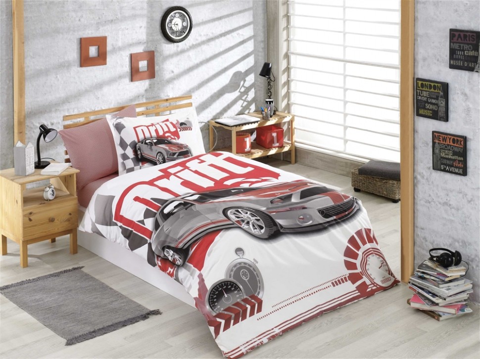 

Постельное белье Poplin Hobby Drift красный полуторный