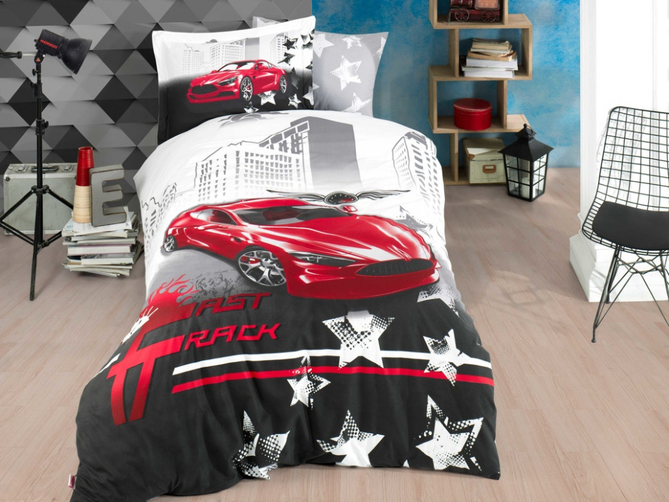 

Постельное белье Poplin Hobby Fast Track красный полуторный
