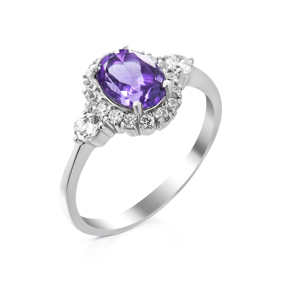 

Серебряное кольцо с аметистом и фианитами 014-6210 GS-3281 р-19