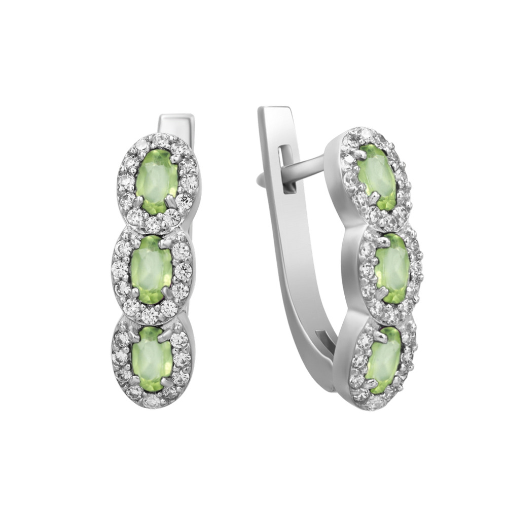 

Серебряные серьги с перидотом и куб. цирконием 009-5310 GS-4107 р-
