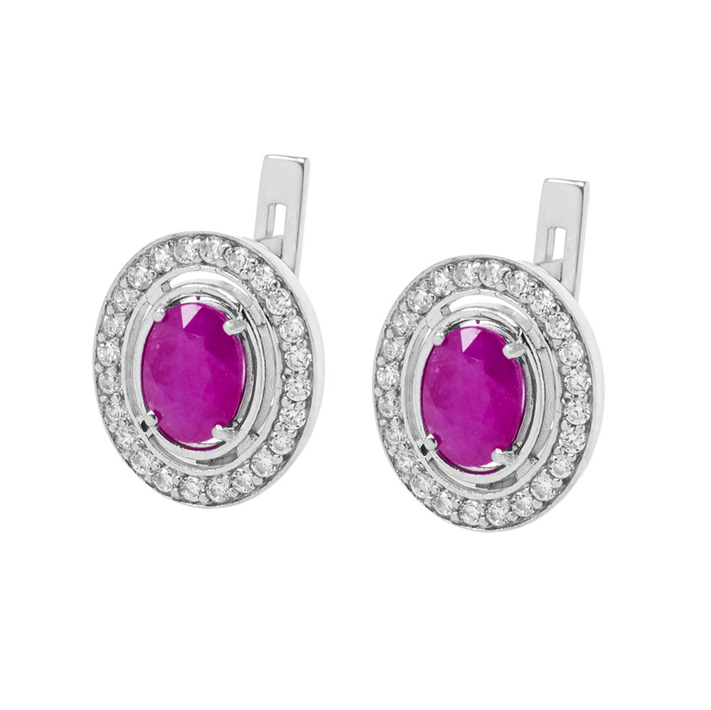 

Серебряные серьги с рубином и куб. цирконием 006-4410 GS-4099 р-