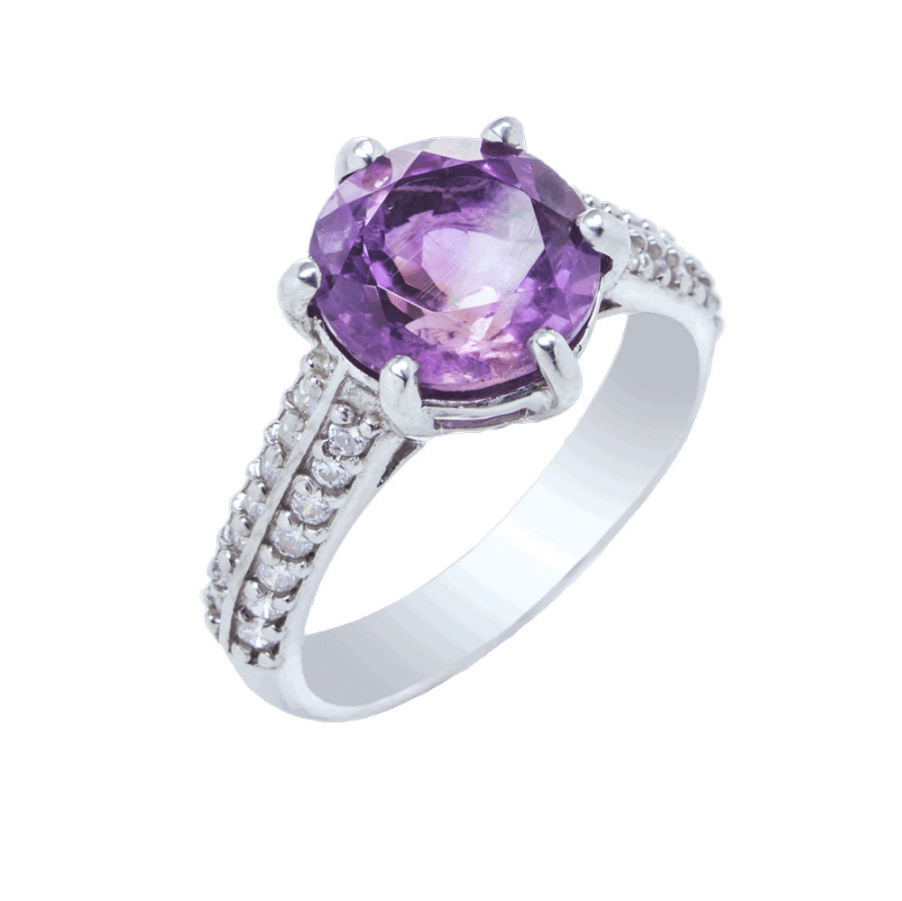 

Серебряное кольцо с аметистом и фианитами 054-6210 GS-3363 р-18
