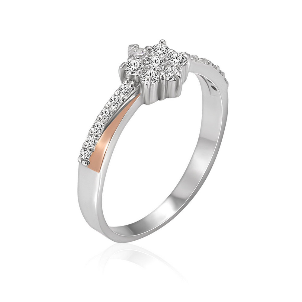 

Серебряное кольцо со вставками золота и циркония Adler-10 GS-4390 р-16.5
