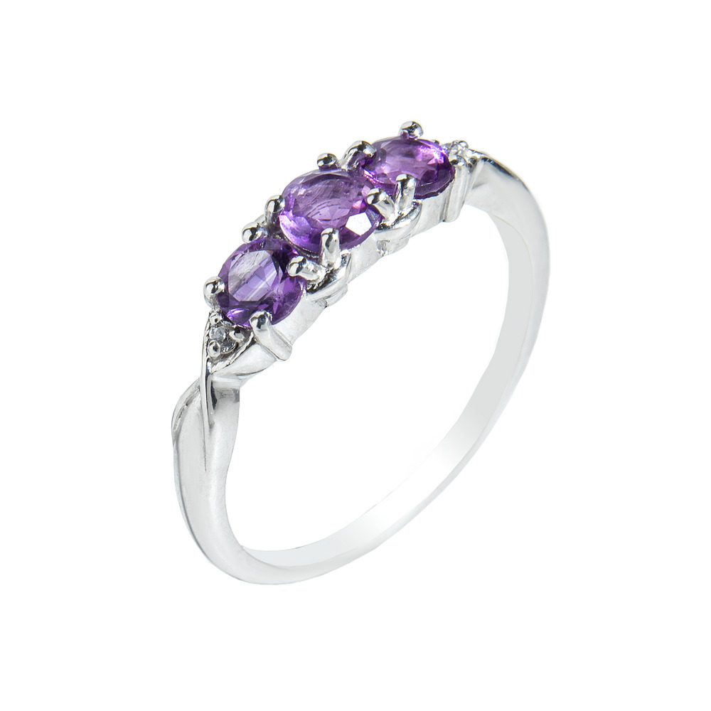 

Серебряное кольцо со вставками аметиста и циркония 062-6210 GS-4383 р-17.5