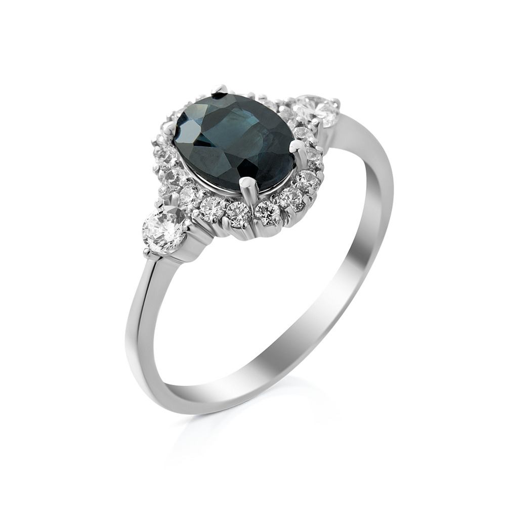 

Серебряное кольцо со вставками сапфира и фианита 014-3110 GS-4521 р-19