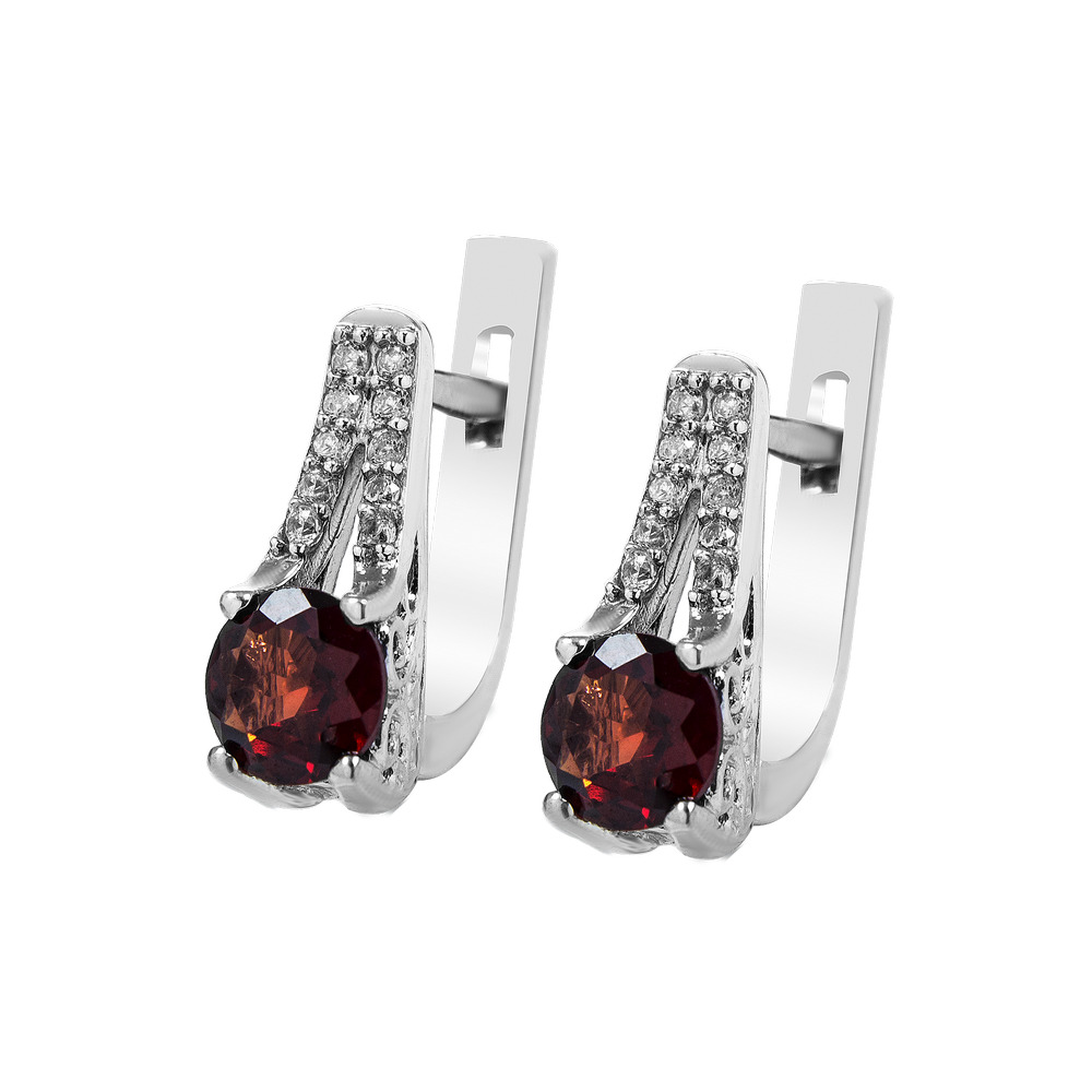 

Серебряные серьги с гранатом и куб. цирконием 019-4110 GS-4140 р-