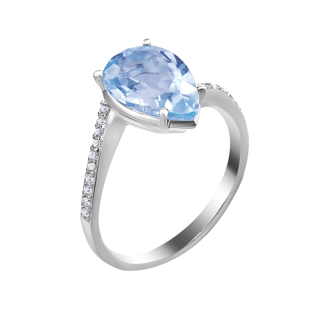 

Серебряное кольцо со вставками скай топаза 091-3910 GS-4875 р-17.5
