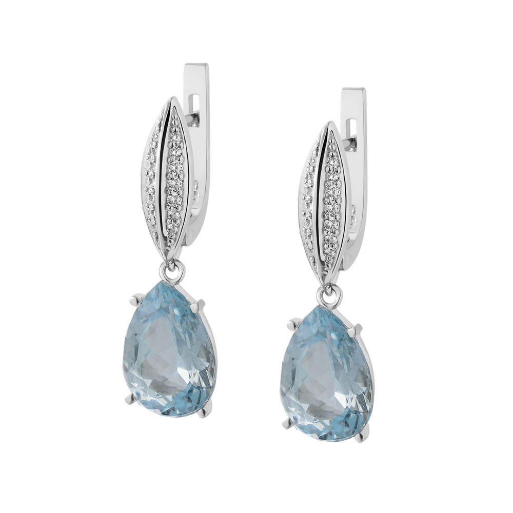 

Серебряные серьги со вставками скай топаза 091-3910 GS-5013 р-