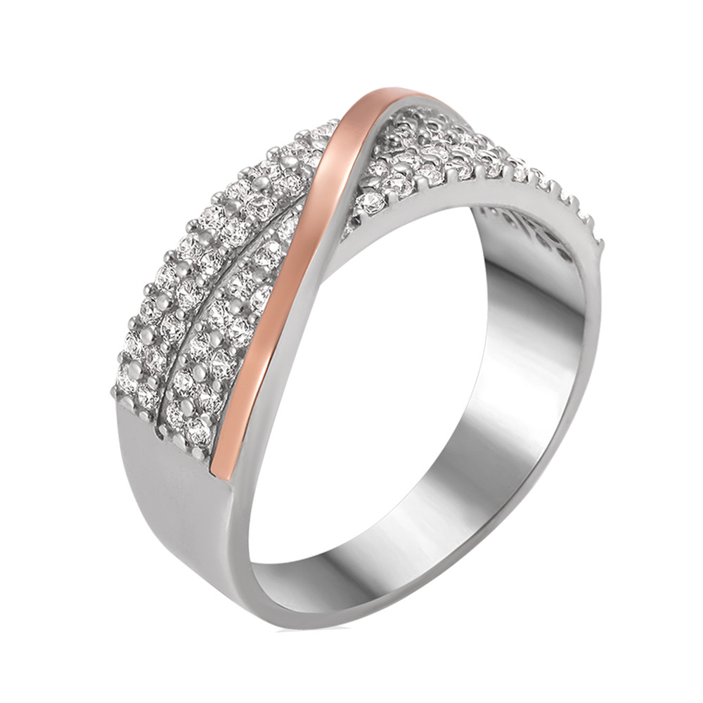 

Серебряное кольцо с золотом и куб. цирконием Modern-10 GS-3485 р-17.5