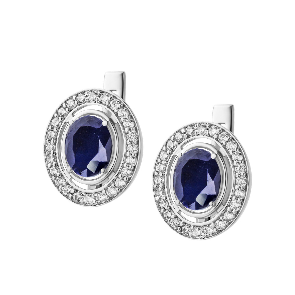

Серебряные серьги с сапфиром и куб. цирконием 006-3110 GS-4096 р-